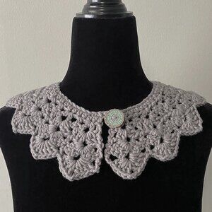Handmade Crochet Grey Poly Collar Neckwear Accessory